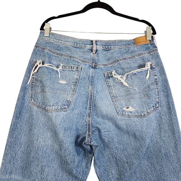 American Eagle Womens 90s Flare Jeans Size 10 High Rise Distressed Pockets Hem - Picture 6 of 14